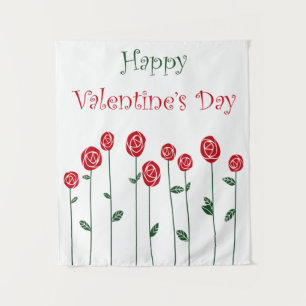 Valentine's Day Roses Ostrich Love Romance Flower Tapestry