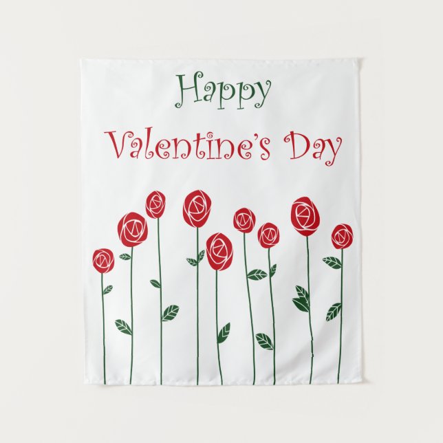 Valentine's Day Roses Ostrich Love Romance Flower Tapestry (Front)