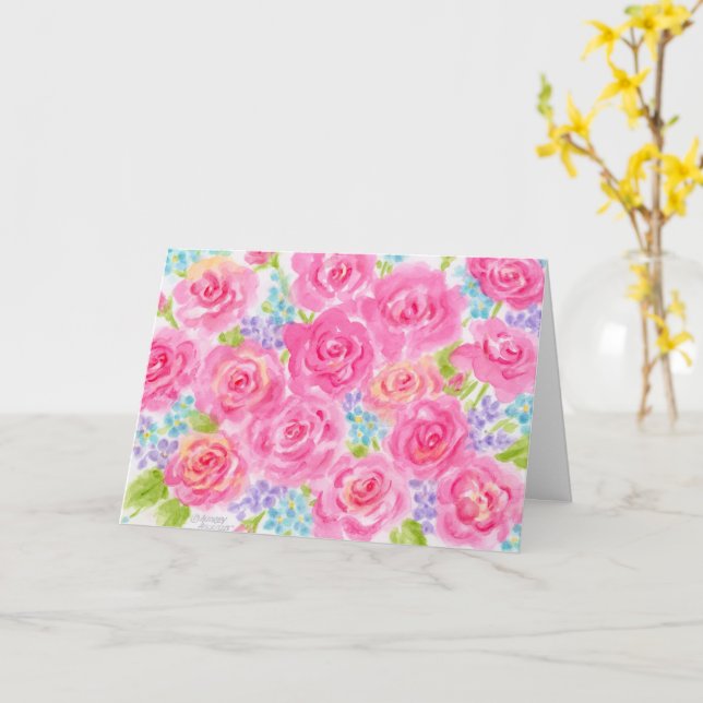 Valentine's Day Roses Thinking of You Card (Yellow Flower)