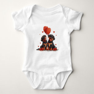Valentines Day Rottweiler Dogs Baby Bodysuit