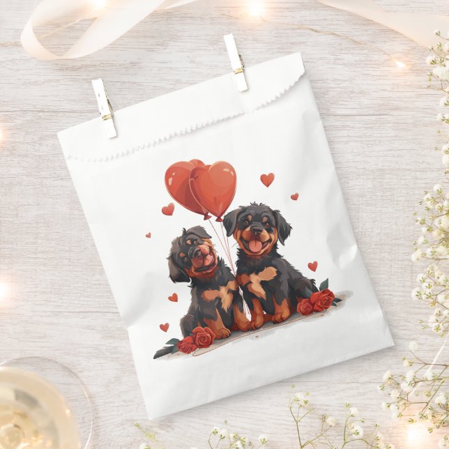 Valentines Day Rottweiler Dogs Favour Bags (Clipped)
