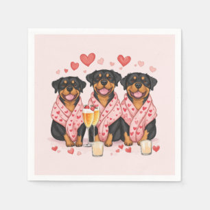 Valentines Day Rottweiler Dogs Napkin
