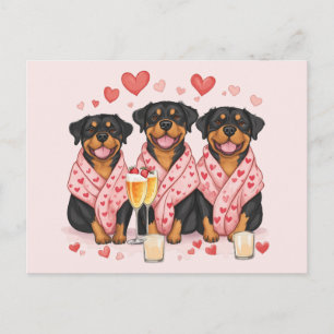 Valentines Day Rottweiler Dogs Postcard