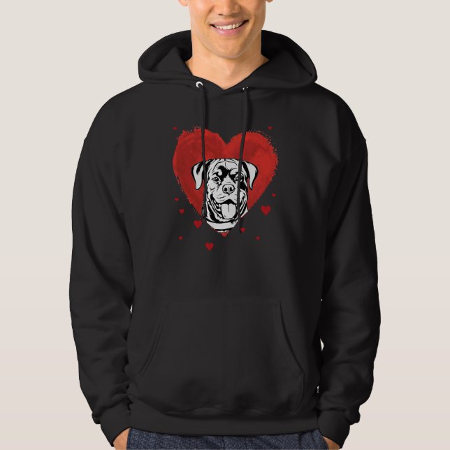 Valentines Day Rottweiler Love Heart Hoodie (Front)