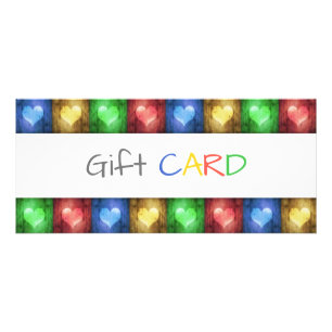Valentine's Day Rustic Colorful Hearts Gift Card