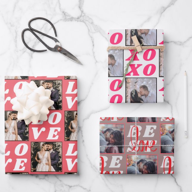 Valentines Day Rustic Love Xoxo Photo Gift Wrapping Paper Sheet (Front)