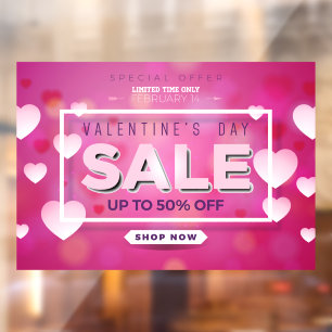 Valentine's Day Sale Limited Time Offer Up to 50% Window Cling