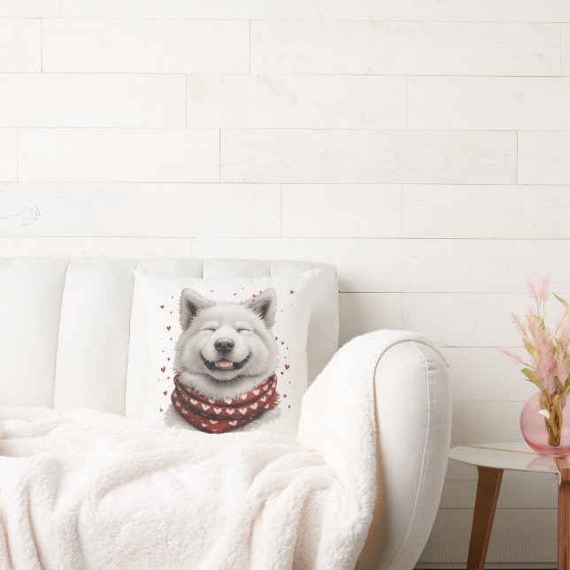 Valentines Day Samoyed Dog Cushion (Couch)