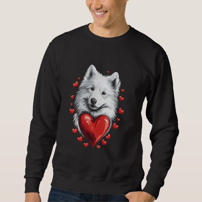 Valentine's Day Samoyed Dog With Hearts Sweatshirt (Front)