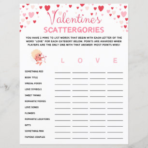 Valentine's Day Scattergories Game