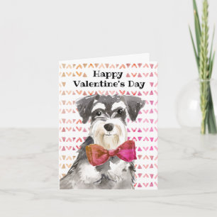 Valentine's Day Schnauzer Dog Ready to Snuggle Card