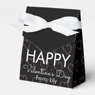 Valentines Day Scribble Hearts Pink Black   Favour Box
