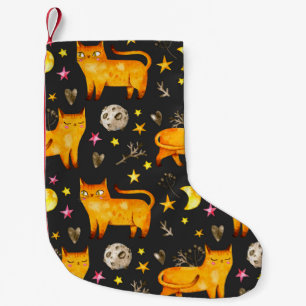 Valentine's day seamless pattern with cats, stars  small christmas stocking