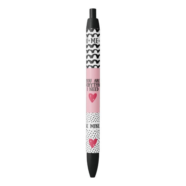 Valentine's Day Sentiments Writing Pen. Black Ink Pen (Front Vertical)