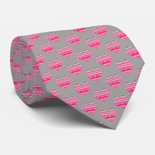 Valentine's Day Shades of Pink and Grey Hearts Tie