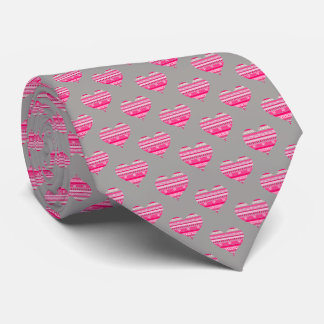 Valentine's Day Shades of Pink and Grey Hearts Tie