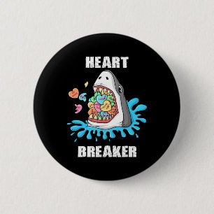 Valentines Day Shark Heart Breaker Fun Boys Kids  6 Cm Round Badge
