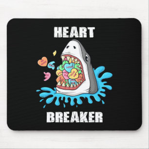 Valentines Day Shark Heart Breaker Fun Boys Kids  Mouse Mat