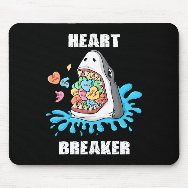 Valentines Day Shark Heart Breaker Fun Boys Kids  Mouse Mat (Front)