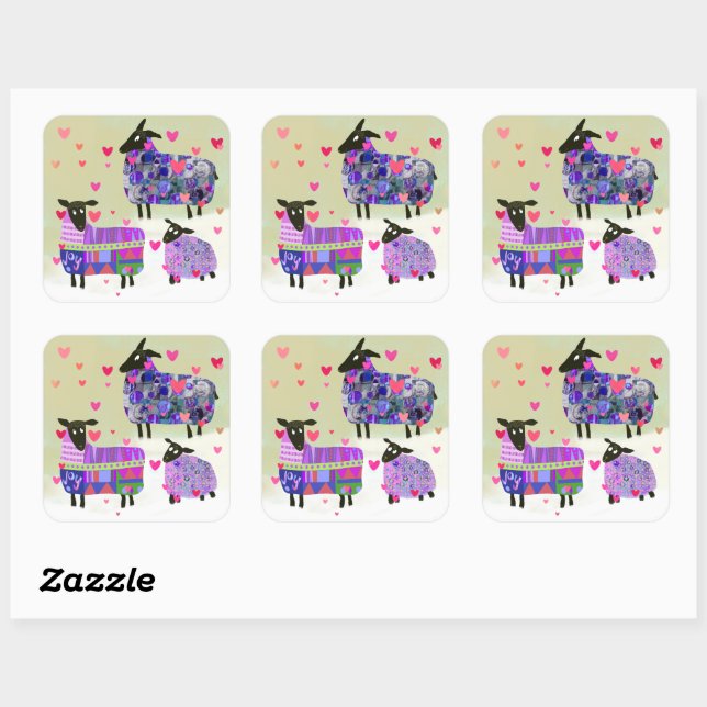 Valentine's Day Sheep Stickers (Sheet)