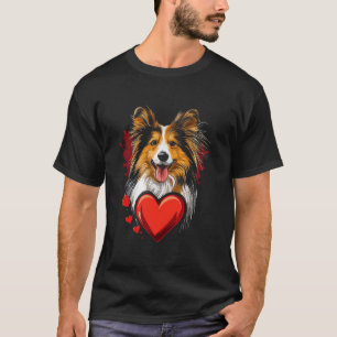 Valentine's Day Shetland Sheepdog, Dog T-Shirt