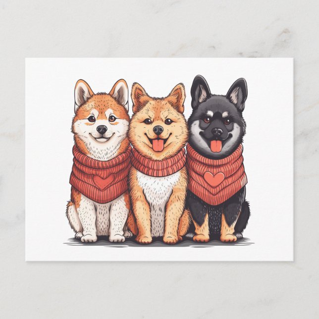 Valentines Day Shiba Inu Dogs Postcard (Front)