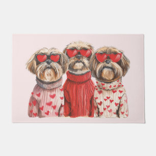 Valentines Day Shih Tzu Dogs Doormat