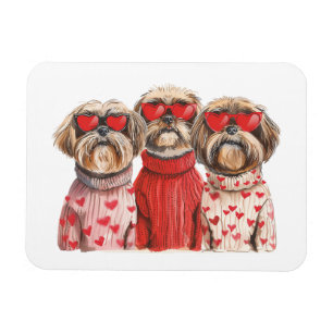 Valentines Day Shih Tzu Dogs Magnet