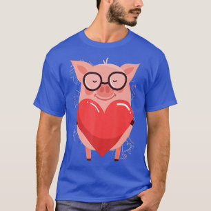Valentine's Day Shirt, Cute Pink Pig With Hearts P T-Shirt