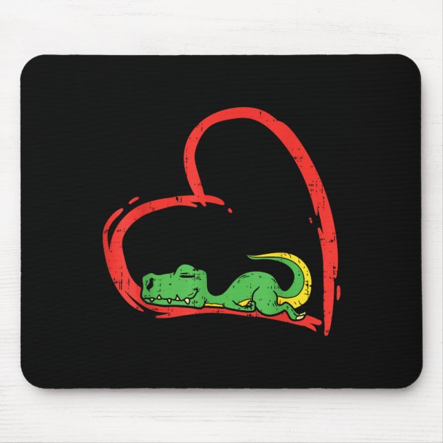 Valentines Day Shirt Funny Heart Trex Sleeng Dinos Mouse Mat (Front)