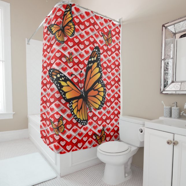 Valentine's Day Shower Curtain, Butterfly Shower Curtain (In Situ)