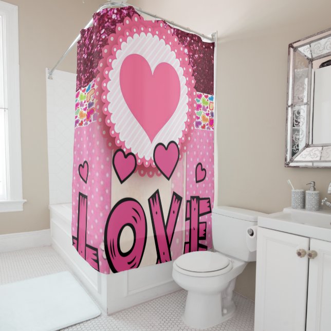 Valentine's Day Shower Curtain, Love Shower Curtain (In Situ)