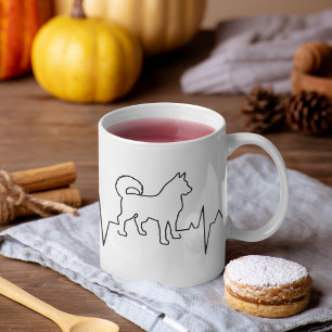 Valentine's Day Siberian husky Heartbeat Dog Lover Coffee Mug