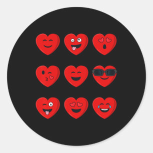 Valentines Day Silly Faces Hearts Fun Boys Girls K Classic Round Sticker