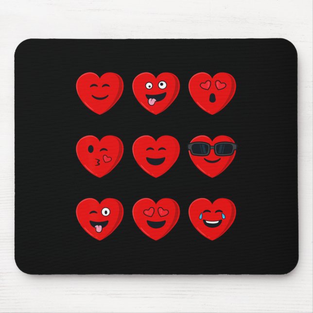 Valentines Day Silly Faces Hearts Fun Boys Girls K Mouse Mat (Front)