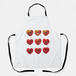 Valentines Day Silly Faces Hearts Funny Apron