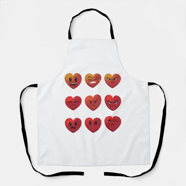 Valentines Day Silly Faces Hearts Funny Apron (Front)