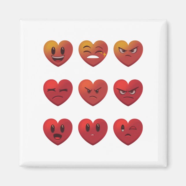 Valentines Day Silly Faces Hearts Funny Magnet (Front)