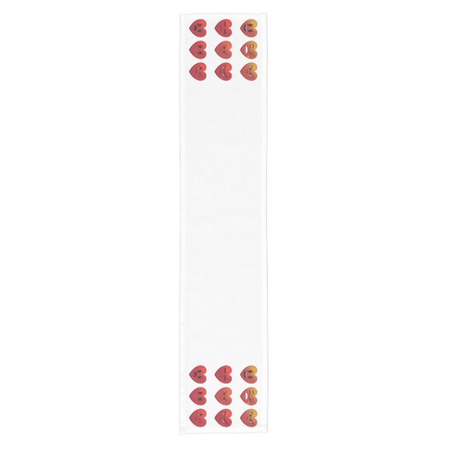 Valentines Day Silly Faces Hearts Funny Short Table Runner (Front)