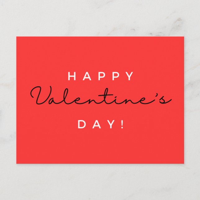 Valentines Day Simple Elegant Modern Typography Postcard (Front)