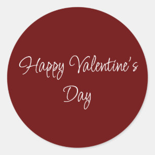 Valentine's Day Simple Elegant Script Red Classic Round Sticker