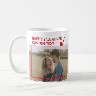 Valentines Day Simple Hearts Custom Photo Coffee Mug