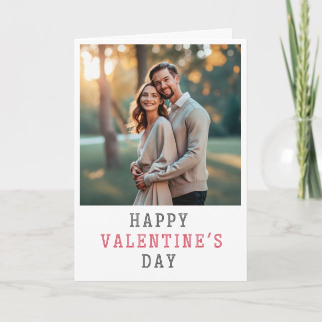 Valentine's Day Simple Typography Photo Holiday Card (Front)