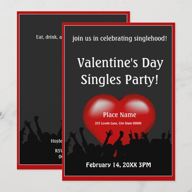 Valentine's Day Singles Party Invitation (Front/Back)