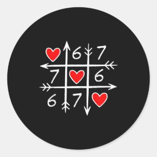 Valentines Day Six Seven 67 Meme 6 7 Heart Boys Gi Classic Round Sticker