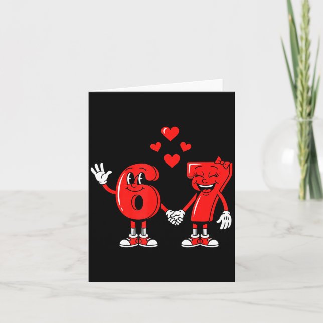 Valentine's Day Six Seven Hearts 6 7 Meme Gen Alph Card (Front)