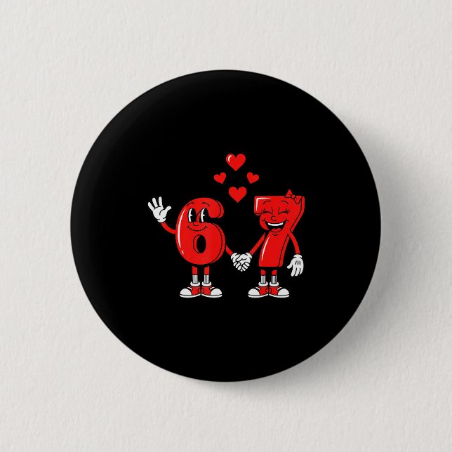 Valentine's Day Six Seven Hearts 6 7 Meme Gen Alph Cm Round Badge (Front)