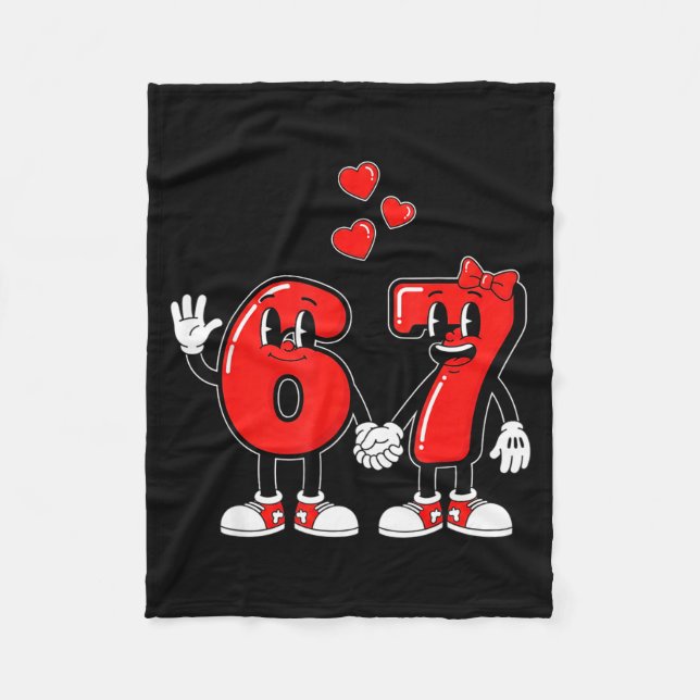 Valentine's Day Six Seven Hearts 6 7 Meme Gen Alph Fleece Blanket (Front)