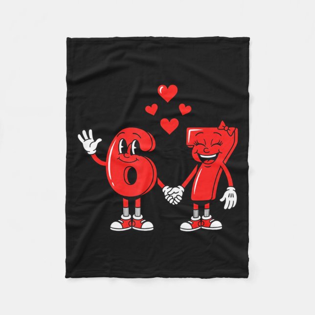 Valentine's Day Six Seven Hearts 6 7 Meme Gen Alph Fleece Blanket (Front)