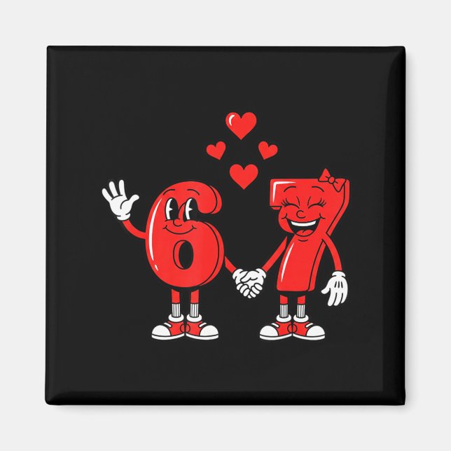 Valentine's Day Six Seven Hearts 6 7 Meme Gen Alph Magnet (Front)